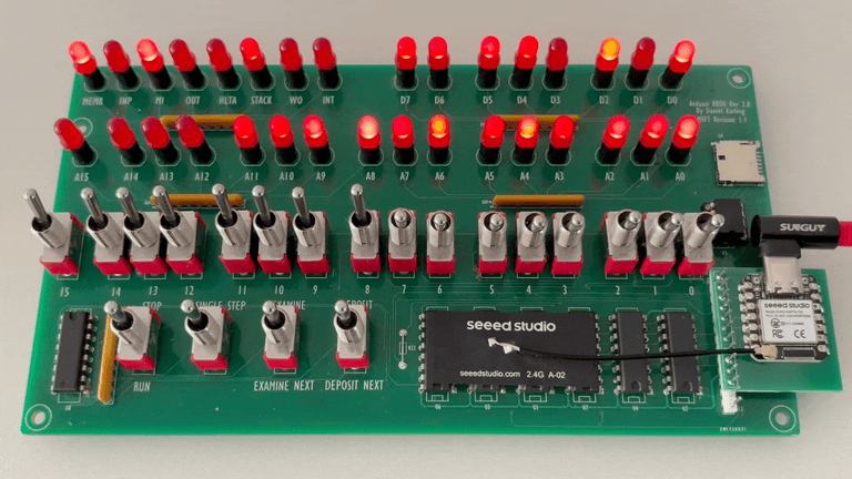 The gif shows the ESP32-S3 driven Altair front panel in action