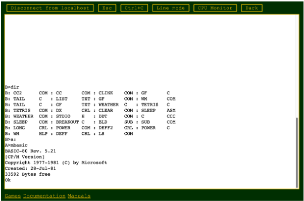 This image shows the web terminal